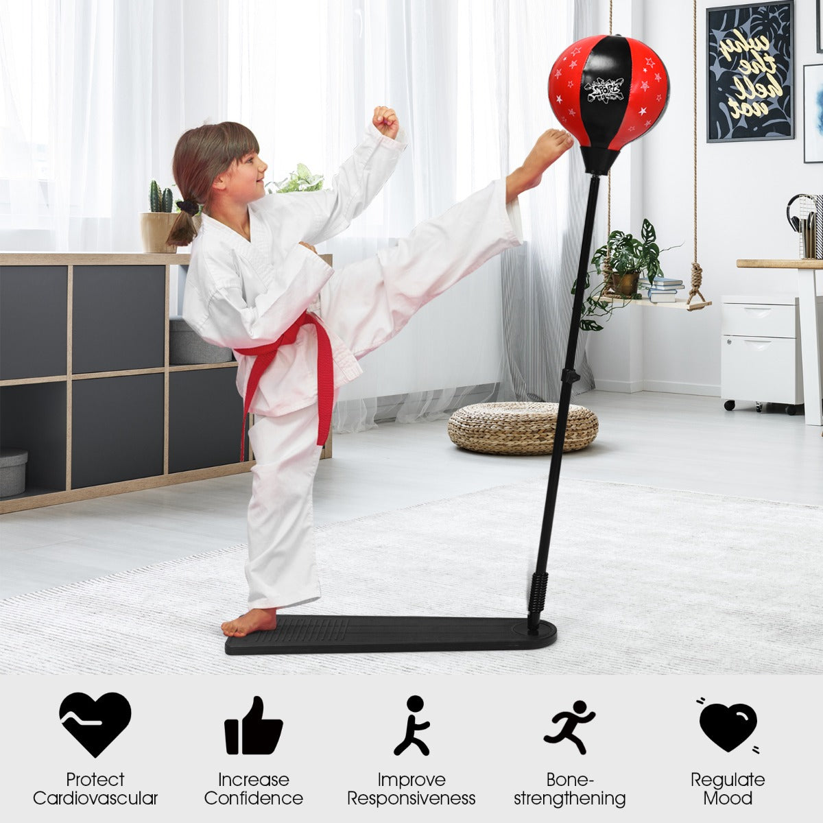 NNECW Inflatable Boxing Ball with Boxing Gloves & Air Pump for Kid